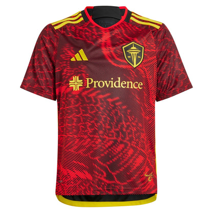 Youth adidas Pedro de la Vega Red Seattle Sounders FC 2024 The Bruce Lee Kit Replica Player Jersey