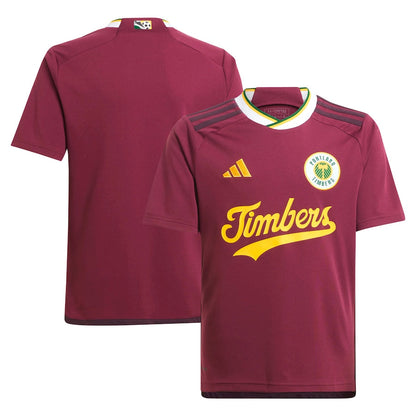 Youth adidas Red Portland Timbers 2024 Archive Replica Jersey - Customizable