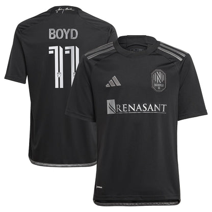 Youth adidas Tyler Boyd Black Nashville SC 2024 Man In Black Kit Replica Player Jersey