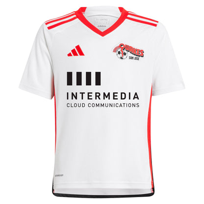 Youth adidas White San Jose Earthquakes 2024 The 50 Kit Replica Jersey - Customizable